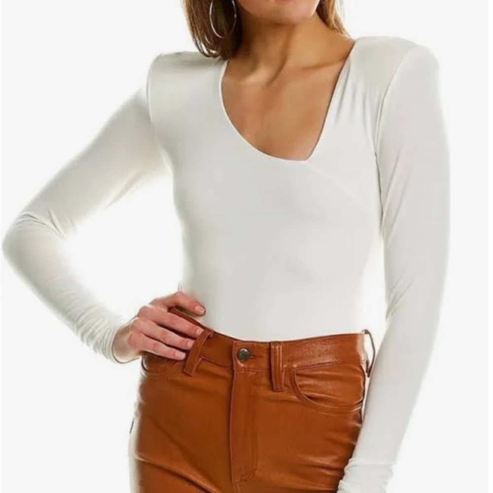 BNWT Good American Asymmetrical White Long Sleeve Bodysuit